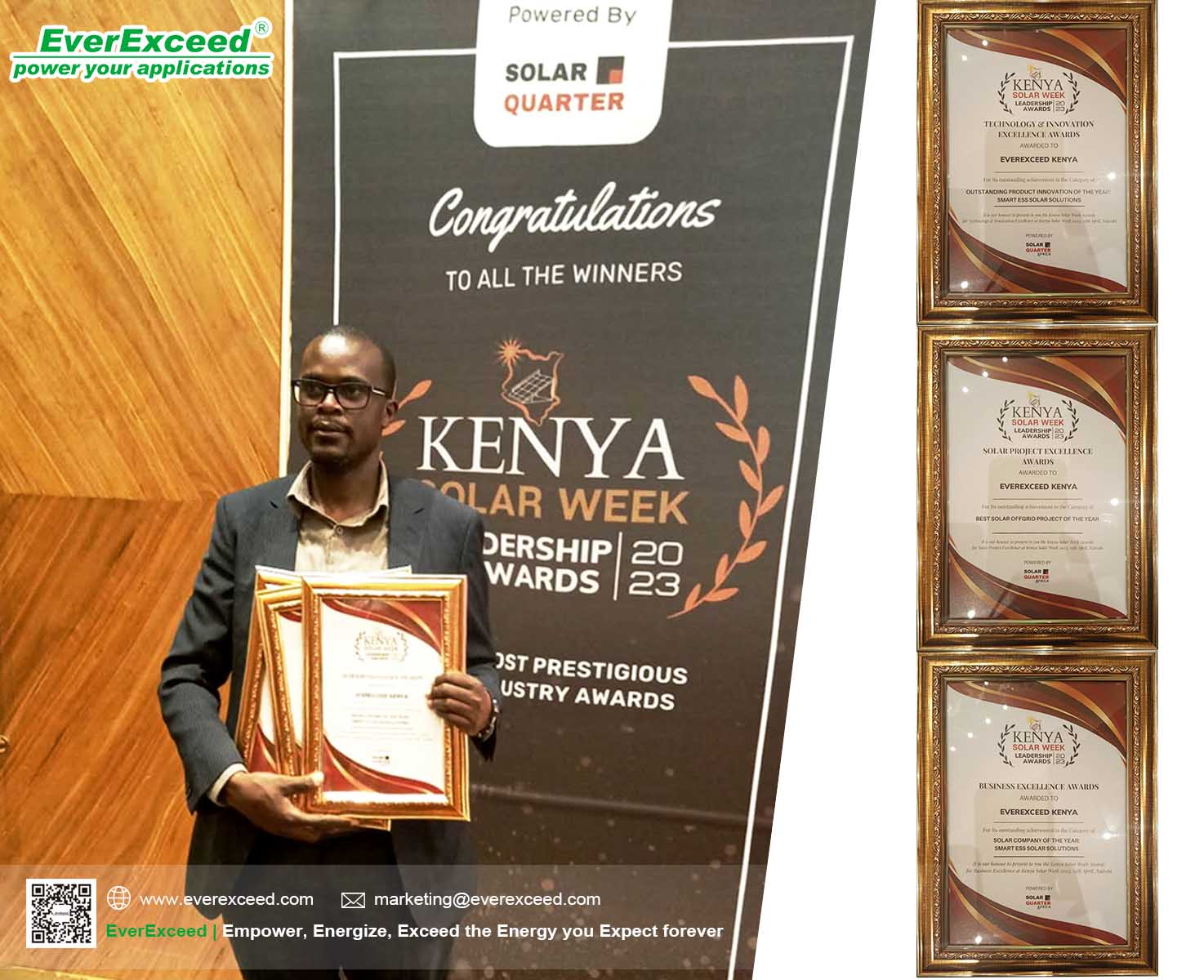 Firma EverExceed Kenya zdobyła trzy nagrody doskonałości podczas Kenya Solar Week 2023